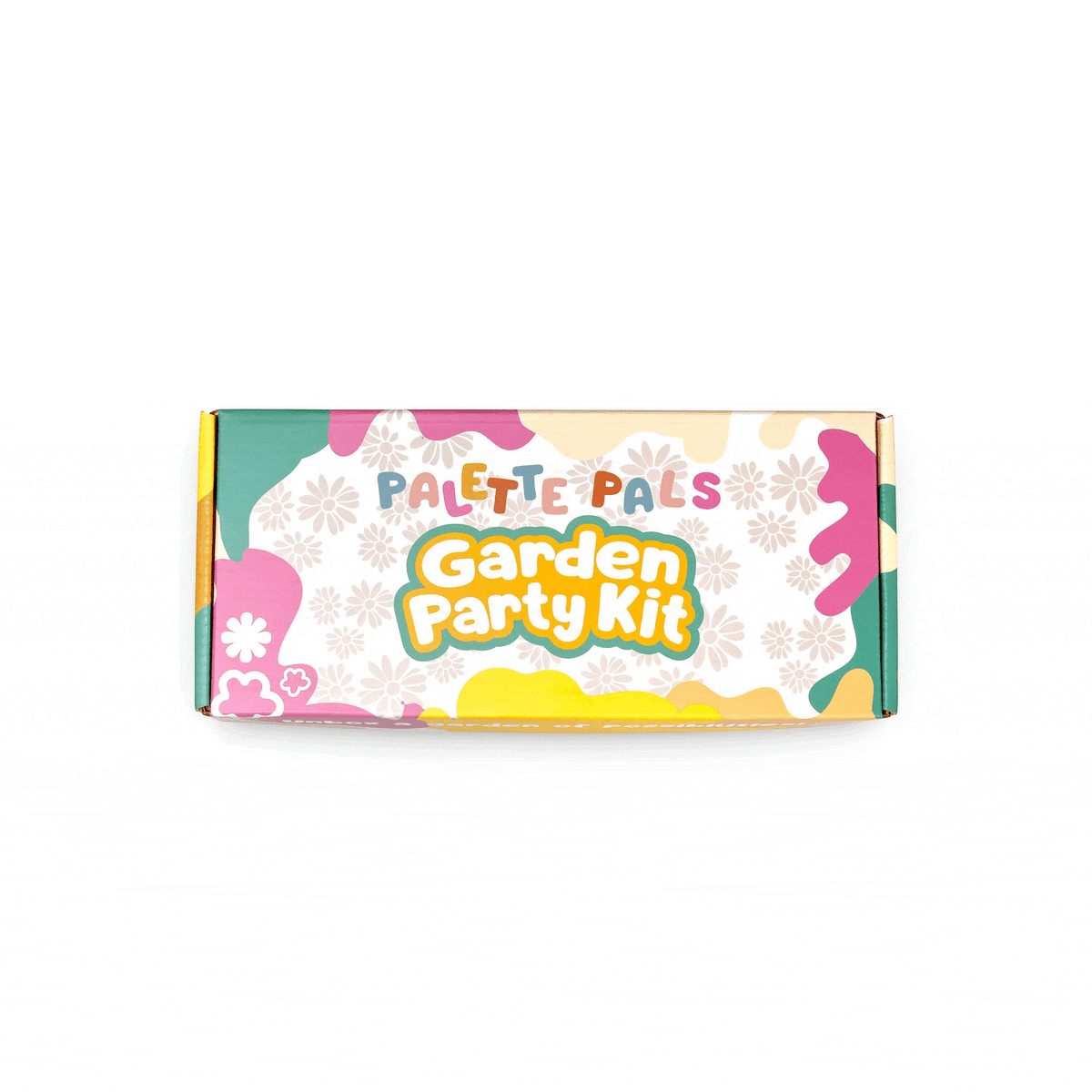 Animated demo showing the contents of the Palette Pals Garden Party kids face paint kit